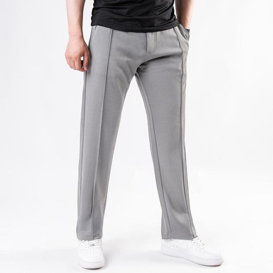 GREY PLATTED TROUSER