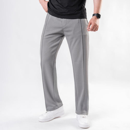 GREY PLATTED TROUSER